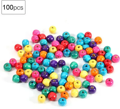 Immagine prodotto di Perline di legno rotonde colorate per il fai da te, l'artigianato, la gioielleria, 6 mm