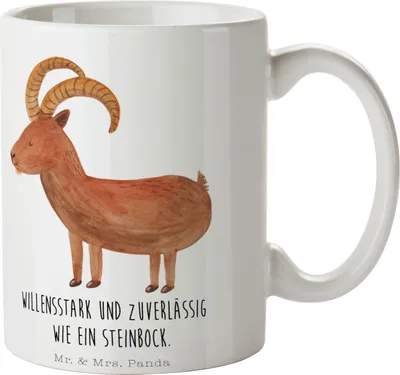 Produktbild von Mr. & Mrs. Panda Tasse Sternzeichen Steinbock - Weiß - Geschenk, Aszendent, Geburtstag Dezember, Kaffeebecher, Kaffeetasse, Januar, schöne, Bock, Geschenktasse, mit Motiv