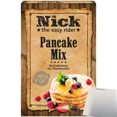 Produktbild von Nick Pancake Mix Backmischung für Pfannkuchen (400g Packung) + usy Block