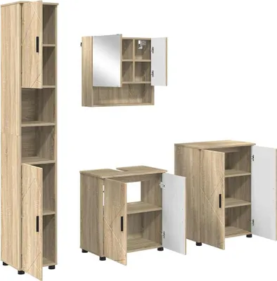 Immagine prodotto di vidaXL Set di mobili da bagno, 4 pezzi, effetto legno Sonoma, 61 x 35 x 64 cm