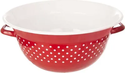 Image de ORION Bol en émail rétro émaillé ROUGE AVEC POINTS BLANCS 34 cm