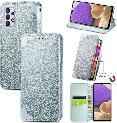 Produktbild von König Design Hülle kompatibel mit Samsung Galaxy A32 5G Kunstleder Handyhülle - Handy Case Grau