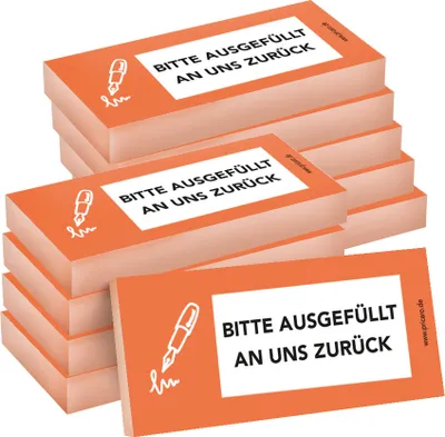 Produktbild von PRICARO Haftnotizen "Bitte ausgefüllt an uns zurück", orange, 100 Blatt, 10 Stück