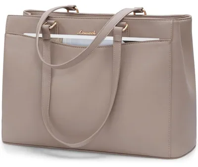 Zdjęcie produktu dla Torba na laptop, damska torebka, 15,6 cala, skóra ekologiczna (PU), duża, elegancka, torba do pracy, torba na ramię