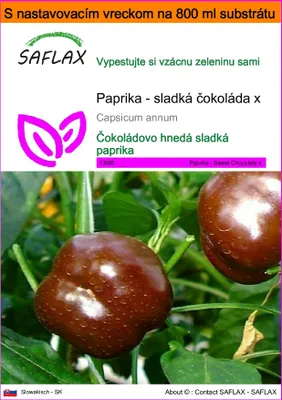 Obrázok produktu pre SAFLAX Garden in the bag - Paprika - sladká čokoláda x - Capsicum annum - 10 Semená - S pestovateľským substrátom v praktickom samostaviteľnom vrecku