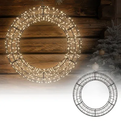 LED-Kerstkrans Ø 58 cm, 840 warmwitte LEDs, Timer, IP44