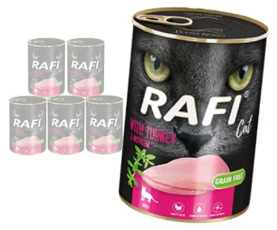 Zdjęcie produktu dla Rafi Cat Adult Bezzbożowa Mokra Karma Dla Kota Z Indykiem 6x400g