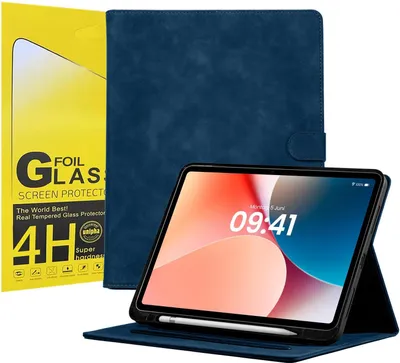 Produktbild von LBH Tablet Schutzhülle + 2x 4H Displayfolie für Apple iPad Air 6. Gen 13 Zoll Cover Case Schutz Tablet Farbe: Blau