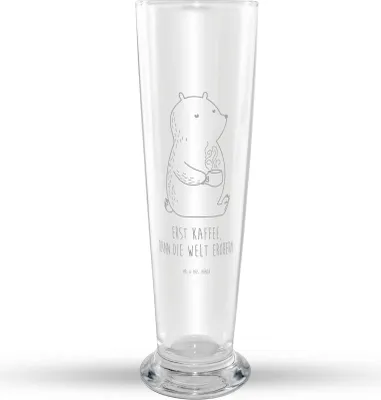 Produktbild von Mr. & Mrs. Panda Bierglas Bär Kaffee - Transparent - Geschenk, Bären, Bier Glas, Guten Morgen, Weizenbier, Motivation, Teddy, Mr Mrs Weizenglas, Coffee, Weizen