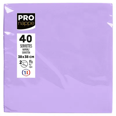 Image de Pronappe 30x 40 serviettes micro-gaufrées ouate 2 plis 38x38 cm Lilas SV623805I