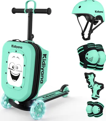 Image de Kidiyana trottinette avec valise - Équipement de protection S - Casque pour enfant S - Vert Bundle - Amazon