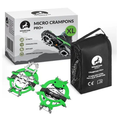 Produktbild von MOUNTAIN GOAT Steigeisen Crampons Premium, 13 Edelstahl-Zähne, Schuhspikes, (44-46) XL