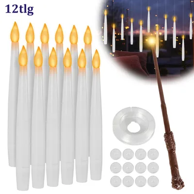 Obrázok produktu pre Sada 12 LED sviečok Vigevee, teplá biela farba, s diaľkovým ovládaním, 3 režimy osvetlenia, časovač, plávajúce LED sviečky na dekoráciu