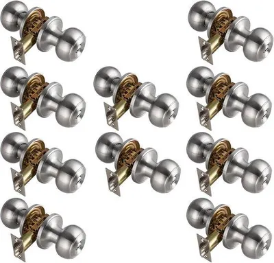 Produktbild von Türgriffe aus gebürstetem Nickel für Badezimmer und Schlafzimmer - 10 Stück