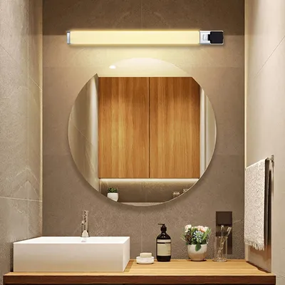 Produktbild von LED Spiegelleuchte Spiegel-Lichtleiste Badezimmer 10W – Alu-Silber, Wandmontage, mit Steckdose