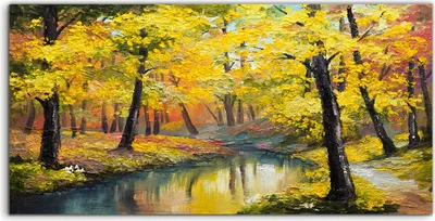 Produktbild von Coloray Spritzschutz aus Glas 140x70  Wandkunst Küchenrückwand Foto Bild Landschaft Baum Herbst See