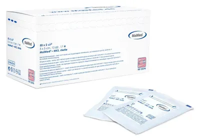 Produktbild von 10x MaiMed-MKS-steril 10x10 12-f., 50x2 St./Box | Box (100 Stück)