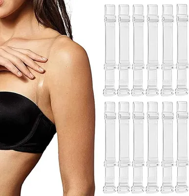 Produktbild von 6 Paar durchsichtige BH-Träger, weiche transparente verstellbare BH-Träger, rutschfeste verstellbare BH-Schultergurte, durchsichtiger Träger-BH, weiche Ersatz-durchsichtige Träger für trägerlose BHs für Frauen, weiß