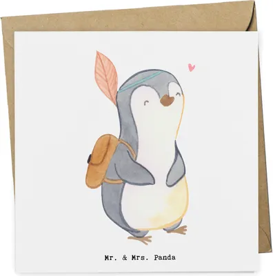 Produktbild von Mr. & Mrs. Panda Glückwunschkarte Pinguin Ausflug - Weiß - Geschenk, anlasskarte, doppelkarte, Klappkarte, faltkarte, Grußkarte, Reisen, Ausflugsziele, Ausflüge machen