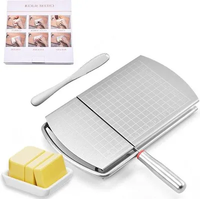 Produktbild von Famanu Käseschneider - Edelstahl Käsedrahtschneider für Blockkäse