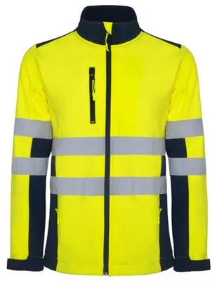 Imagen del producto de Roly Workwear - Chaqueta softshell "Antares" para hombre, modelo LT6005 (talla 3XL) (azul marino/amarillo fluorescente)