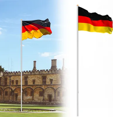 Produktbild von Jiubiaz Fahnenmast Aluminium Teleskop 650cm Bodenhülse 60cm inkl. Deutschlandfahne Flaggenmast Mast Flagge Alu