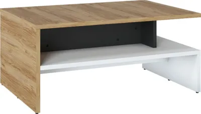 Immagine prodotto di Tavolino da caffè Novena, tavolo da soggiorno 100x66x45,5 cm, bianco, nero, rovere Catania