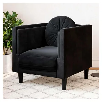 Produktbild von Sessel mit Kissen in Schwarz aus Samt