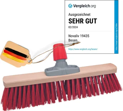 Produktbild von Novaliv Straßenbesen 40 cm Besenkopf I Besen ohne Stiel I Elaston rot I Grob I Industriebesen Kehrbesen Gartenbesen Hofbesen