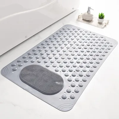 Produktbild von Rutschfeste Silikon-Badematte mit Saugnäpfen – Grau, 50x80 cm