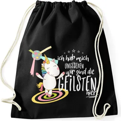 Produktbild von Turnbeutel Ich hab mich umgesehen wir sind die geilsten hier Einhorn Party Disco Moonworks® schwarz unisize