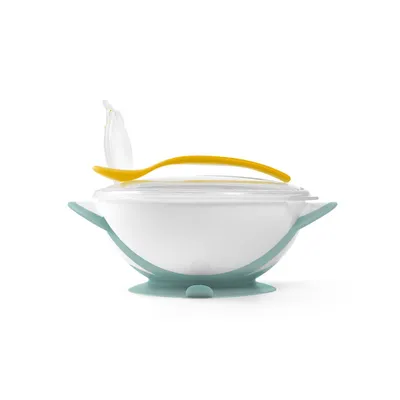 Image de Bol refermable avec ventouse et cuillère - jaune, menthe