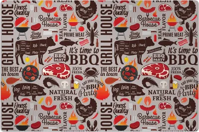 Produktbild von Küchenmatte 150x225 cm Vinylmatte Bodenmatte Dekoration - BBQ Fleisch Gemüse