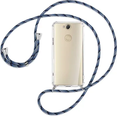 Produktbild von Handykette Backcover-Schutzhülle mit Band (Metall silberfarben) für Sony Xperia XA2 Plus - Blautöne