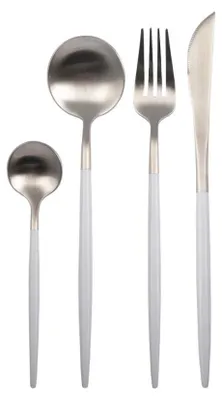Produktbild von 24-teiliges Besteckset in Silber und Weiß