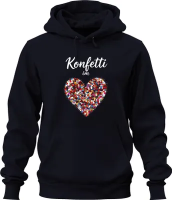Produktbild von Konfetti im Herzen bunt Herzform Liebe Karneval Faschingszeit Uni Hoodie Kapuzenpullover, Navy, XL