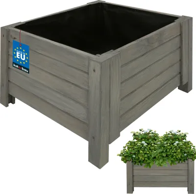 Zdjęcie produktu dla KOTARBAU® Donica Skrzynka Drewniana na Nóżkach 50 x 50 x 30 cm Doniczka Skrzynia z Agrowłókniną Antracyt