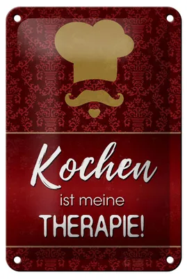 Produktbild von Blechschild Spruch 12x18cm Kochen ist meine Therapie