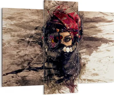 Produktbild von Bild auf Leinwand - Leinwandbild - Frau Folklore - 130x100cm - Wand Bild - Wanddeko - Wandbilder - Leinwanddruck - Bilder - Kunstdruck - Wanddekoration - Leinwand bilder - Wandkunst - CB130x100-3858