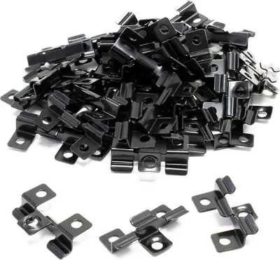 Obrázek produktu pro Balení 100 jemných ocelových spon - Černá - 40 x 24 x 6 mm - Výška upnutí 6 mm - Pro neviditelné upevnění palubek a desek