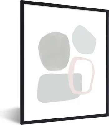 Produktbild von MuchoWow® Gerahmtes Poster Linienkunst - Abstrakt - Pastell 60x80 cm - Poster mit Schwarzem Bilderrahmen Wandposter Rahmen Foto Bilder - Premium - Wanddeko Wohnzimmer