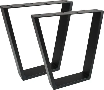 Produktbild von Natural Goods Berlin Möbelkufen V-FORM 25 cm, Tischkufen, Tischbeine, Tischgestell, Esstisch, Bank, Couchtisch, 40 cm x 43 cm, Schwarz, 2 Stück