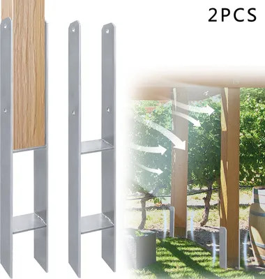 Obrázok produktu pre LZQ 2 kusy H-kotvy Podpera H-stĺpika v žiarovo pozinkovanom vyhotovení 91 mm Žiarovo pozinkované - dĺžka 600 mm, hrúbka materiálu 5 mm Prístrešok pre auto