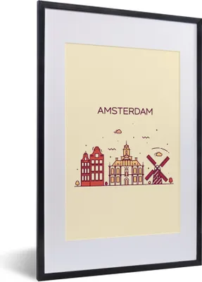 Produktbild von MuchoWow® MuchoWow® Gerahmtes Poster Amsterdam - Skyline - Niederlande 40x60 cm - Poster mit zchwarzem Bilderrahmen - Poster in Rahmen
