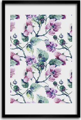 Produktbild von Bild - Bilderrahmen - 40 cm x 60 cm - MDF - Rahmen - Wandkunst - Brombeerblumen