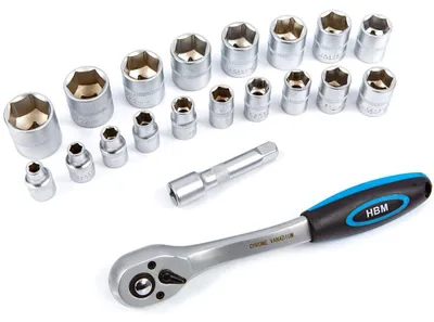 Immagine prodotto di Set chiave a cricchetto 3/8" con bussole ,19 pezzi