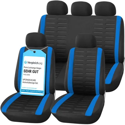 Produktbild von Upgrade4cars Autositzbezüge Set Universal | Auto-Schonbezüge für die Vordersitze & Rückbank in Blau