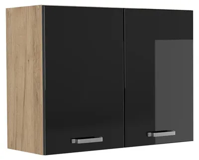 Obrázek produktu pro Skleněná kuchyňská skříňka Vicco R-Line Černý vysoký lesk/Zlatý mocný dub 80 cm, Model 71484