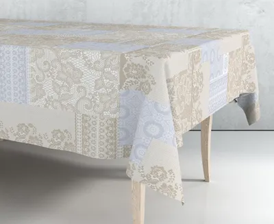 Imagen del producto de Mantel de hule estampado por metros - Patchwork ganchillo crema 43298-2