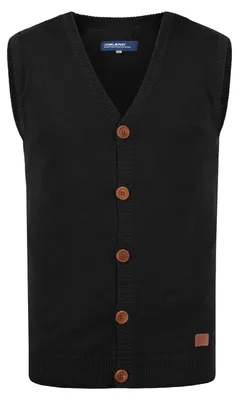 Produktbild von BLEND BHLennardo Herren Pullunder Strickweste Feinstrick Weste mit V-Ausschnitt Holz-Knopfleiste ärmellos Baumwollmischung Regular fit